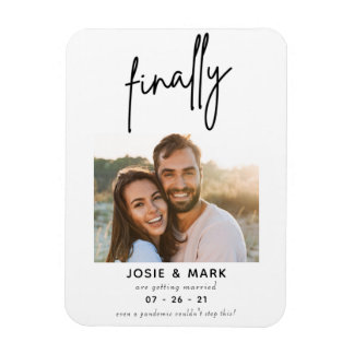 Magnet Flexible modern classy script finally photo save the date