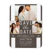 Magnet Flexible Modern Dark Taupe Enregistrer la date 3 Mariage ph (Vertical)