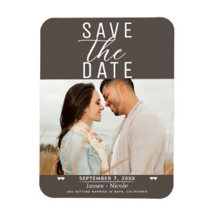 Magnet Flexible Modern Dark Taupe Enregistrer la date Mariage Phot