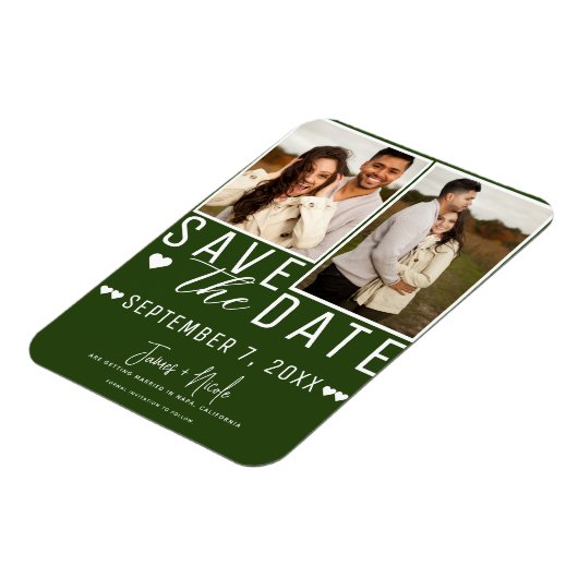 Magnet Flexible Modern Emerald Green Enregistrer la date 2 Mariage (Côté Gauche)