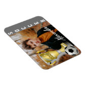 Magnet Flexible Modern Grey Soccer Sports Photo & Nom pour lui (Côté Droit)