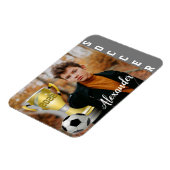 Magnet Flexible Modern Grey Soccer Sports Photo & Nom pour lui (Côté Gauche)
