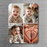 Magnet Flexible Modern Minimalist Baby 4 Photo Collage<br><div class="desc">Celebrate your little one’s most precious moments with this Modern Minimalist Baby 4-Photo Collage Magnet. Designed with a clean and timeless layout, this custom magnet showcases four of your favorite baby photos with simple, stylish elegance. Add a name, birth date, or a short message to personalize your keepsake. Printed in...</div>
