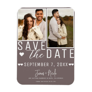 Magnet Flexible Modern Mushroom Grey Enregistrer la date 2 Mariage