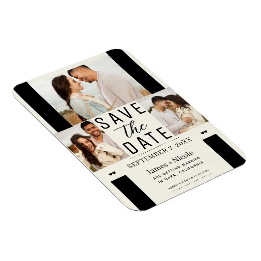 Magnet Flexible Modern Off White Enregistrer la date 3 Mariage pho (Côté Droit)
