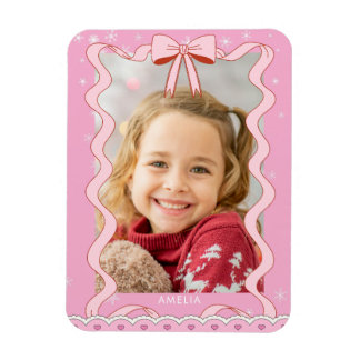 Magnet Flexible Modern Pastel Pink Ribbon Custom Photo