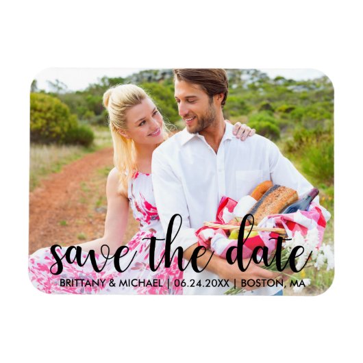 Magnet Flexible Modern Save the Date Fiançailles Couple Photo (Horizontal)
