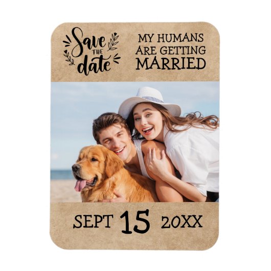 Magnet Flexible Modern Script Couple photo mariage Enregistrer la  (Vertical)