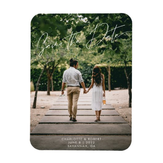 Magnet Flexible Modern Script Photo Wedding Enregistrer la date Mo (Vertical)