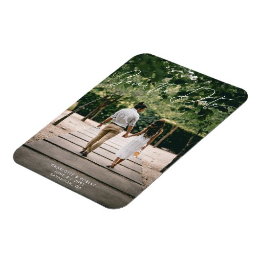 Magnet Flexible Modern Script Photo Wedding Enregistrer la date Mo (Côté Gauche)