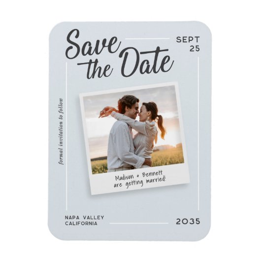Magnet Flexible Modern Script Save the Date Retro Photo Wedding (Vertical)