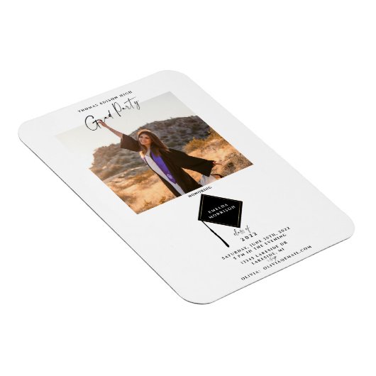 Magnet Flexible Modern Simple 2 Photo Graduation Party Invitation (Côté Droit)