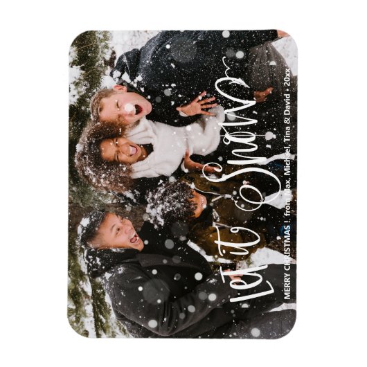 Magnet Flexible Moderne Black Fun Blanc Gras Script Let It Neige (Vertical)