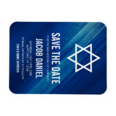 Magnet Flexible Moderne Blue Grunge Bar Mitzvah Enregistrer la dat (Horizontal)
