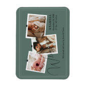 Magnet Flexible Moderne Collage de Naissance en Zigzag Vert Sauge  (Vertical)