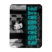 Magnet Flexible Moderne Cyan Neon Photo Graduation (Vertical)