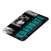 Magnet Flexible Moderne Cyan Neon Photo Graduation (Côté Gauche)