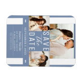 Magnet Flexible Moderne Dusty Blue Enregistrer la date Mariage Pho (Horizontal)