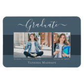 Magnet Flexible Moderne | Elegant 2 Photo Grad Faire-part (Horizontal)