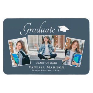 Magnet Flexible Moderne   Elegant 3 Photo Grad Faire-part