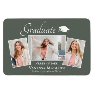 Magnet Flexible Moderne   Elegant 3 Photo Grad Faire-part