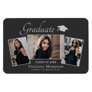 Magnet Flexible Moderne Elegant 3 Photo Grad Faire-part
