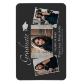 Magnet Flexible Moderne | Elegant 3 Photo Grad Faire-part (Vertical)