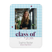 Magnet Flexible Moderne Elegant Blue Graduation Cap Motif Photo (Vertical)