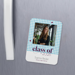 Magnet Flexible Moderne Elegant Blue Graduation Cap Motif Photo