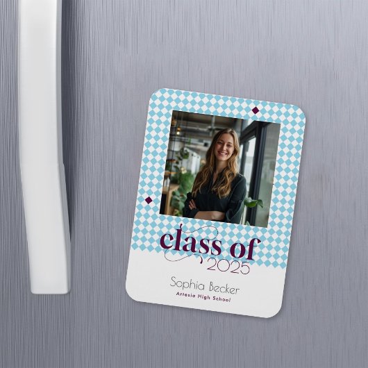 Magnet Flexible Moderne Elegant Blue Graduation Cap Motif Photo