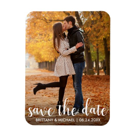 Magnet Flexible Moderne Enregistrer la date Fiançailles Couple pho (Vertical)
