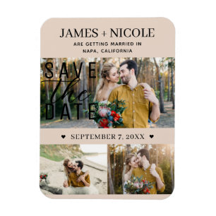 Magnet Flexible Moderne Faire-part de mariage avec 3 photos de Bis