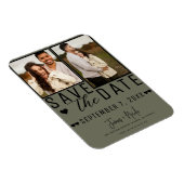 Magnet Flexible Moderne Faire-Part de Mariage Vert Olive avec 2 Ph (Côté Droit)