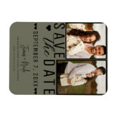 Magnet Flexible Moderne Faire-Part de Mariage Vert Olive avec 2 Ph (Horizontal)