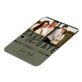Magnet Flexible Moderne Faire-Part de Mariage Vert Olive avec 2 Ph (Côté Gauche)