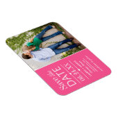 Magnet Flexible Moderne Hot Pink Hearts Mariage Photo Enregistrer (Côté Droit)