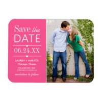 Moderne Hot Pink Hearts Mariage Photo Enregistrer 