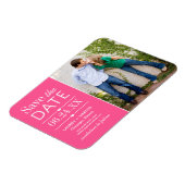 Magnet Flexible Moderne Hot Pink Hearts Mariage Photo Enregistrer (Côté Gauche)