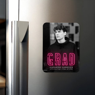 Magnet Flexible Moderne Hot rose Neon Diplôme photo verticale