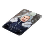 Magnet Flexible Moderne Joyeuses Fêtes Script Flocons de Neige Pho (Côté Gauche)