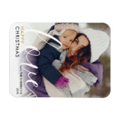 Magnet Flexible Moderne Joyeux Noël Photo Script Amour Chic (Horizontal)