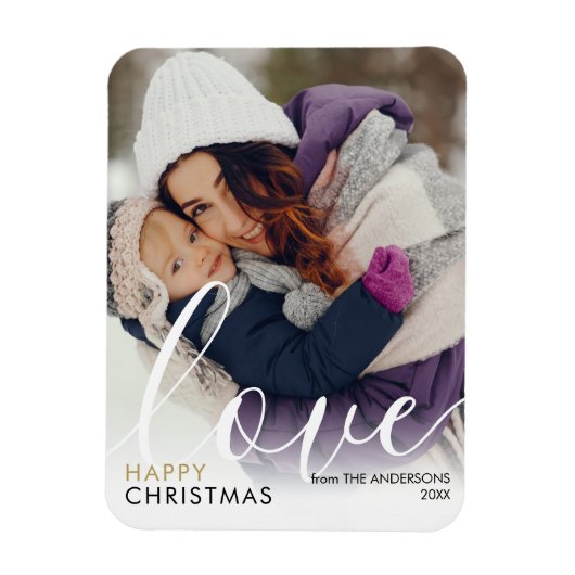 Magnet Flexible Moderne Joyeux Noël Photo Script Amour Chic (Vertical)