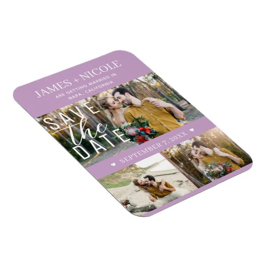 Magnet Flexible Moderne Lilac Purple Enregistrer la date Mariage 3 (Côté Droit)