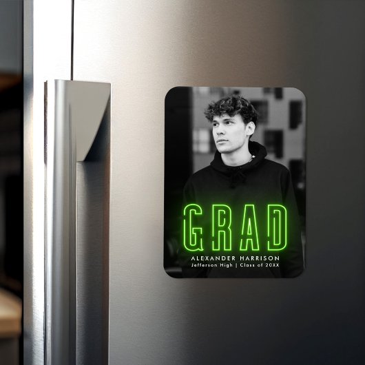 Magnet Flexible Moderne Lime Green Neon Vertical Photo Graduation