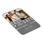 Magnet Flexible Moderne Mariage Gris & Blanc Enregistrer la Date 2 (Côté Droit)