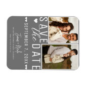 Magnet Flexible Moderne Mariage Gris & Blanc Enregistrer la Date 2 (Horizontal)