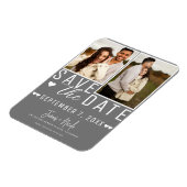 Magnet Flexible Moderne Mariage Gris & Blanc Enregistrer la Date 2 (Côté Gauche)