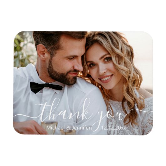 Magnet Flexible moderne merci chic écriture mariage photo (Horizontal)