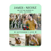 Magnet Flexible Moderne Mint Green Enregistrer la date Mariage 3 p (Vertical)