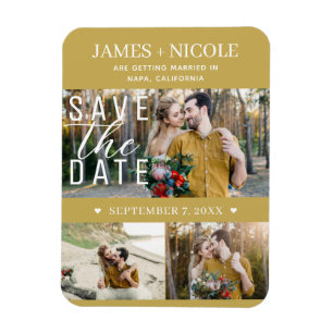 Magnet Flexible Moderne Or Save the Date Mariage 3 Photos